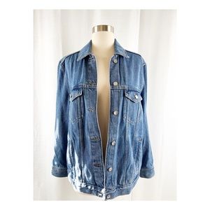 Divided H&M Women's Denim Jean Jacket Button Size 6 Blue Pockets Medium Wash